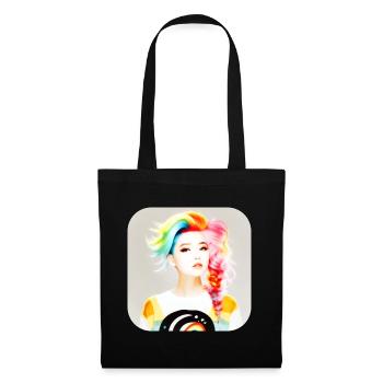 Cool girl with rainbow hair - Tote Bag - black - Front