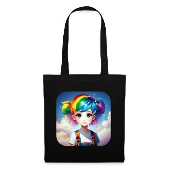 Cute girl with rainbow hair - Tote Bag - black - Front