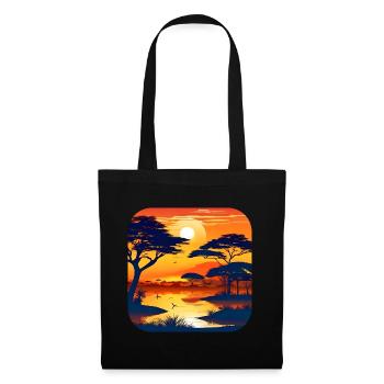 Sunset in Africa with palm trees - Tote Bag - black - Front