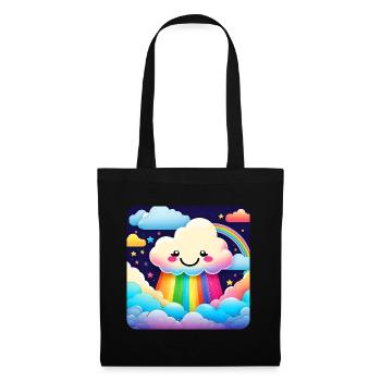 Nuage mignon faisant pleuvoir des couleurs de l’arc-en-ciel - Sac en tissu - noir - Devant