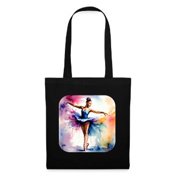 Prima Ballerina mit bunten Farben - Stoffbeutel - Schwarz - Vorne