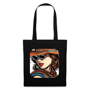 Cool Western Girl with Sunglasses - Tote Bag - black - Front