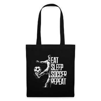 Eat Sleep Soccer Repeat für Fussballspieler - Stoffbeutel - Schwarz - Vorne