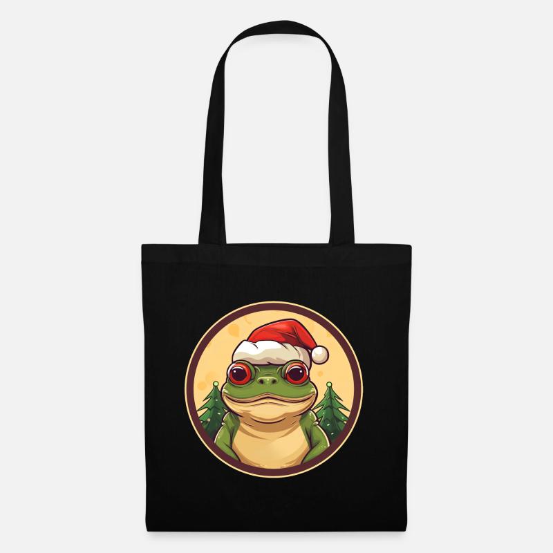 Frosch Weihnachten - Stoffbeutel - Schwarz