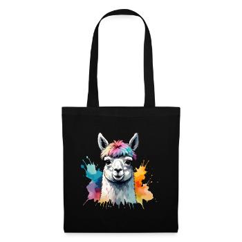 Alpaca Llama Colorful Cool Watercolor - Tote Bag - black - Front