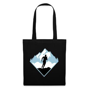 Course de trail, coureurs, course - Sac en tissu - noir - Devant