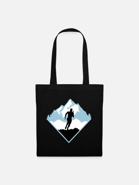 Course de trail, coureurs, course - Sac en tissu - noir