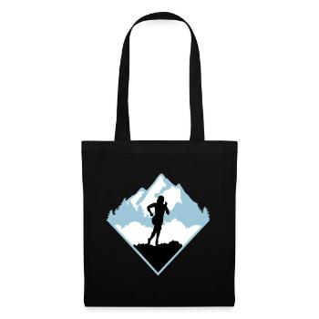 Course de trail, coureur, course - Sac en tissu - noir - Devant