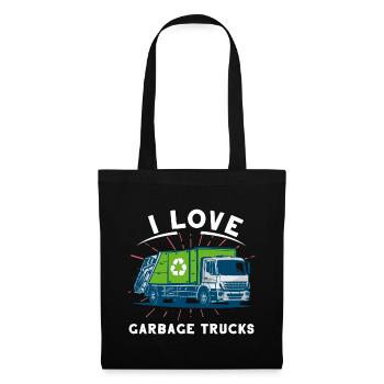 J’aime les camions poubelles Idée cadeau - Sac en tissu - noir - Devant