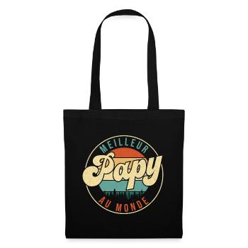 Meilleur papy au monde - Cadeau grand-père - Sac en tissu - noir - Devant