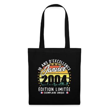 Vintage Cadeau Anniversaire 19 Ans Janvier 2004 - Sac en tissu - noir - Devant