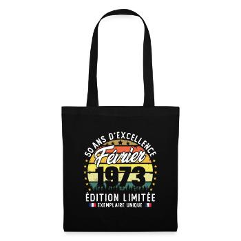 Vintage Cadeau Anniversaire 50 Ans Février 1973 - Sac en tissu - noir - Devant
