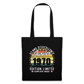 Vintage Cadeau Anniversaire 53 Ans Janvier 1970 - Sac en tissu - noir - Devant