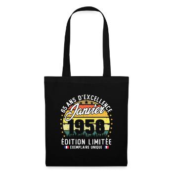 Vintage Cadeau Anniversaire 65 Ans Janvier 1958 - Sac en tissu - noir - Devant
