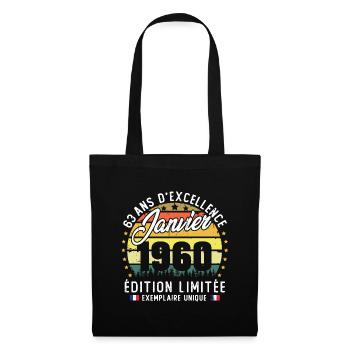 Vintage Cadeau Anniversaire 63 Ans Janvier 1960 - Sac en tissu - noir - Devant