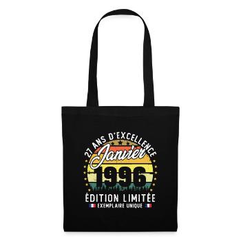 Vintage Cadeau Anniversaire 27 Ans Janvier 1996 - Sac en tissu - noir - Devant