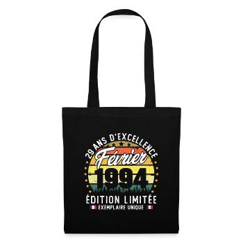 Vintage Cadeau Anniversaire 29 Ans Février 1994 - Sac en tissu - noir - Devant