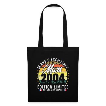 Vintage Cadeau Anniversaire 19 Ans Mars 2004 - Sac en tissu - noir - Devant
