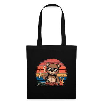 Ours en peluche grillant un BBQ sur le gril - Sac en tissu - noir - Devant