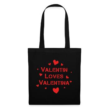 Saint-Valentin Cœurs rouges - Sac en tissu - noir - Devant