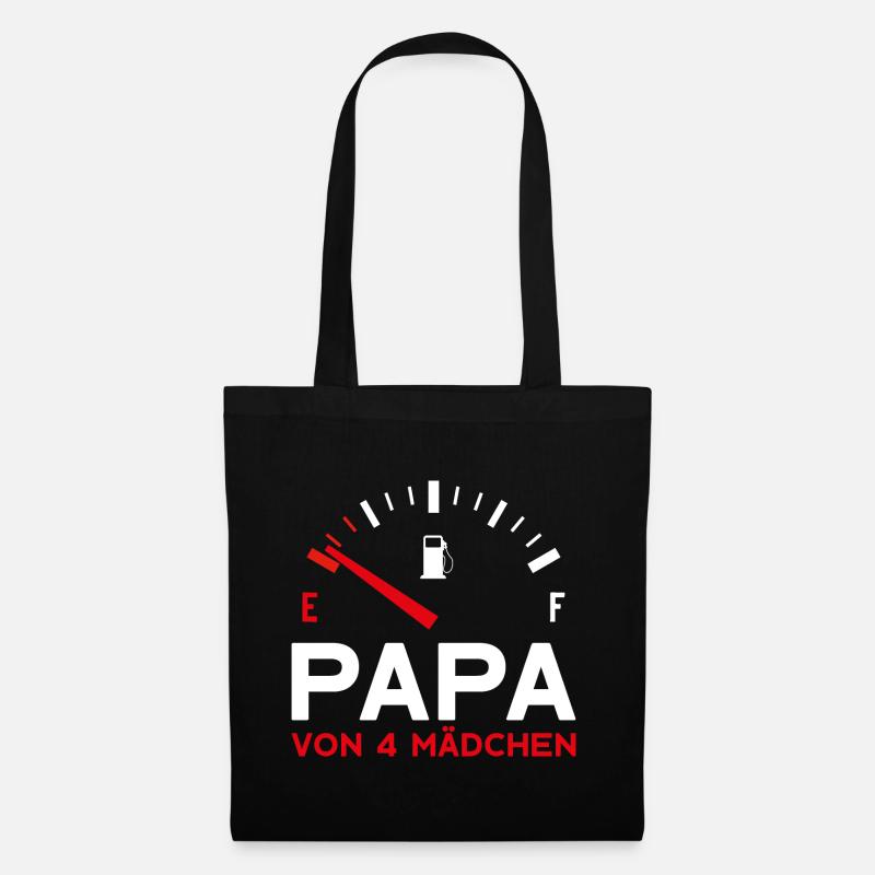 VATER VIER TÖCHTER PAPA VON 4 MÄDCHEN VATERTAG - Stoffbeutel - Schwarz
