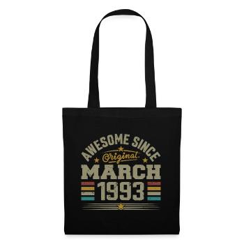 März 1993 Geburtstag Vintage Geschenkidee 1993 - Stoffbeutel - Schwarz - Vorne