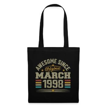 März 1998 Geburtstag Vintage Geschenkidee 1998 - Stoffbeutel - Schwarz - Vorne