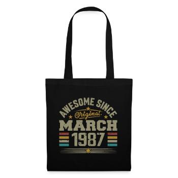 March 1987 Birthday Vintage Gift Idea 1987 - Tote Bag - black - Front