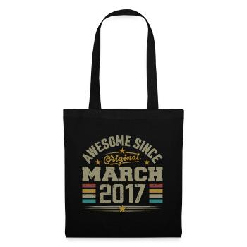 März 2017 Geburtstag Vintage Geschenkidee 2017 - Stoffbeutel - Schwarz - Vorne