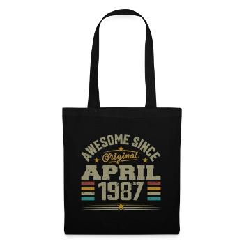 April 1987 Birthday Vintage Gift Idea 1987 - Tote Bag - black - Front