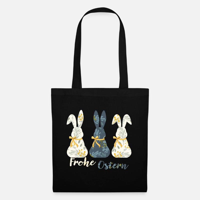Frohe Ostern Hase Osterhasen Oster Bogen Gold - Stoffbeutel - Schwarz