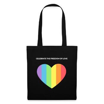 Love Rainbow Herz Pride - Stoffbeutel - Schwarz - Vorne
