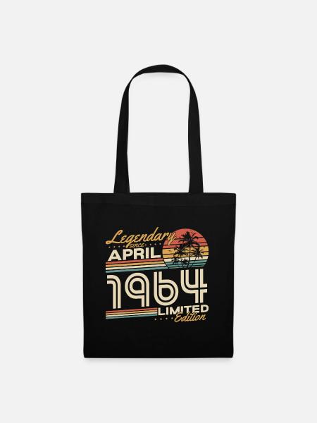 April 1964 Jahrgang geboren Geburtstag Geschenk - Stoffbeutel - Schwarz