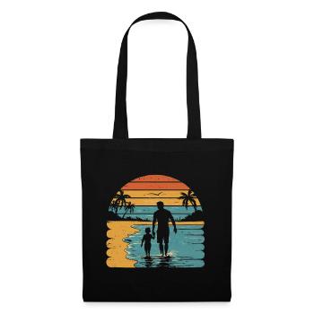 Father and son holiday beach retro vintage - Tote Bag - black - Front