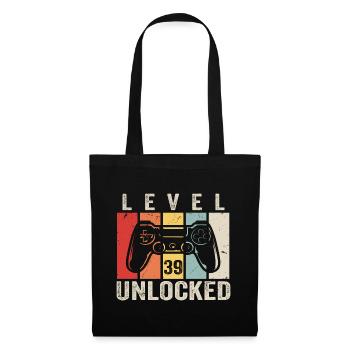 Level 39 Unlocked 39 Jahre Geburtstag Geschenk - Stoffbeutel - Schwarz - Vorne