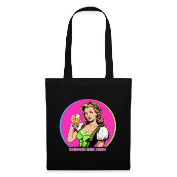 Dirndl Comic Style Bier Schwips Flirt - Stoffbeutel - Schwarz - Vorne