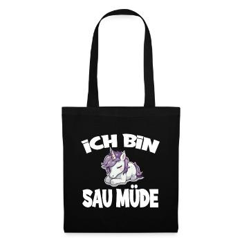 Ich Bin Sau Müde Einhorn - Stoffbeutel - Schwarz - Vorne