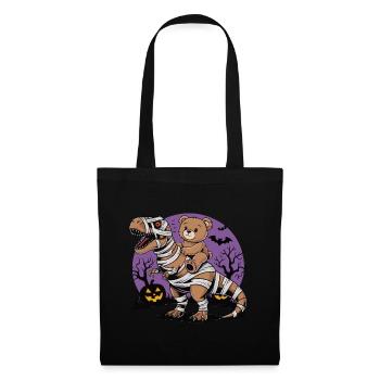 Teddy bear riding a dinosaur on Halloween - Tote Bag - black - Front