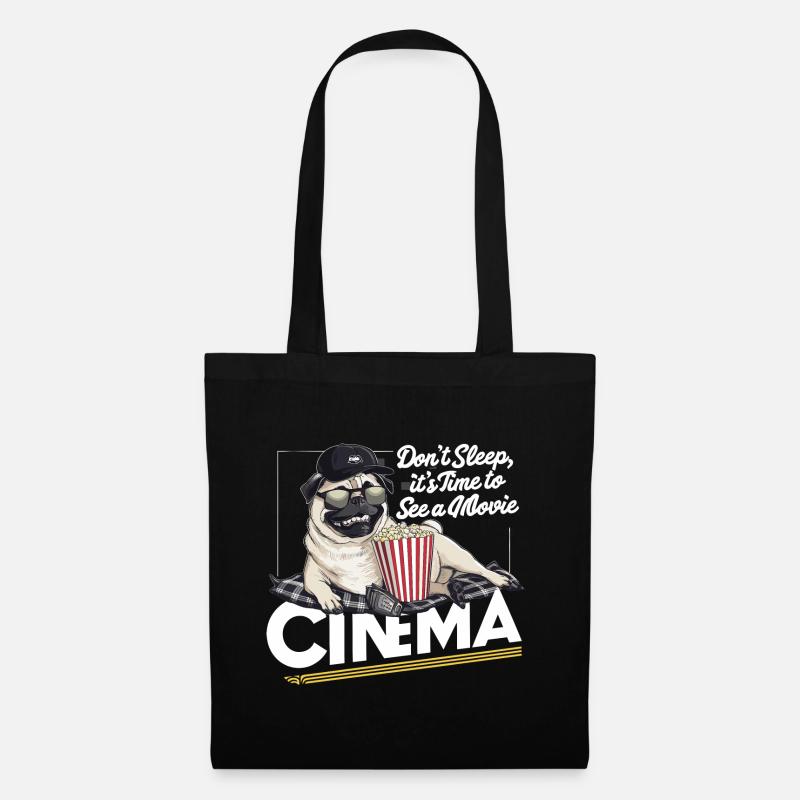 Mops Hundehalter Mops Liebe Kino Popcorn - Stoffbeutel - Schwarz