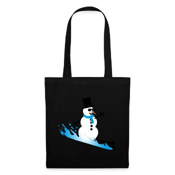 Schneemann beim Skifahren, Ski - Stoffbeutel - Schwarz - Vorne