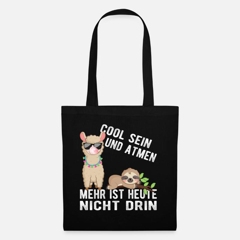 Cool Atmen Faultier Lama Baby Geschenkidee Fun - Stoffbeutel - Schwarz