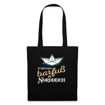 In Gedanken barfuß in Norddeich Nordsee Küste - Stoffbeutel - Schwarz - Vorne