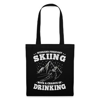 Wochenendprognose Skifahren und Trinken Lustige Ski - Stoffbeutel - Schwarz - Vorne