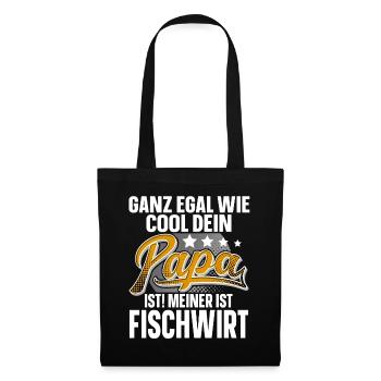 Fischwirt Papa Vater Vatertag Cooler Papa - Stoffbeutel - Schwarz - Vorne