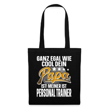 Personal Trainer Papa Vater Vatertag Cooler Papa - Stoffbeutel - Schwarz - Vorne