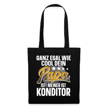 Konditor Papa Vater Vatertag Cooler Papa - Stoffbeutel - Schwarz - Vorne