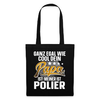 Polier Papa Vater Vatertag Cooler Papa - Stoffbeutel - Schwarz - Vorne