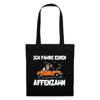 Ich fahre einen Affenzahn Lustiger Affe im Auto - Stoffbeutel - Schwarz - Vorne