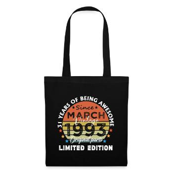 31 Years Old Made In 1993 Vintage March 1993 - Sac en tissu - noir - Devant