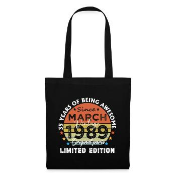35 Years Old Made In 1989 Vintage March 1989 - Tote Bag - black - Front